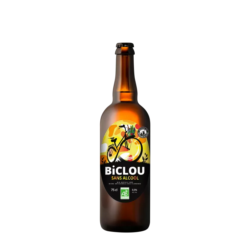 Bière blonde Biclou Moulins d'Ascq sans alcool 0,5% - 75cl